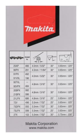 Zāģa ķēde MC 80TXL 45cm/18″,  0,325″, 1,1mm, 70H 191X04-8 Makita