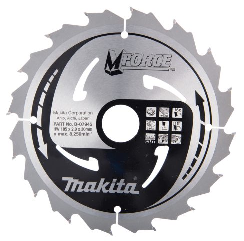 T.C.T. Zāģripa M-FORCE 185X2X30mm 15° T16 B-07945 Makita