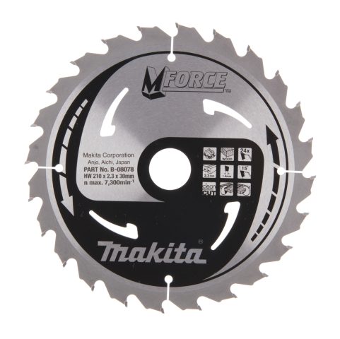 T.C.T. Zāģripa M-FORCE 210X2.3X30mm 15° T24 B-08078 Makita