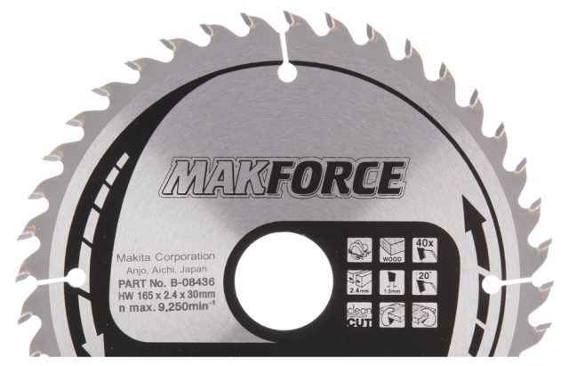 T.C.T. Zāģripa MAKFORCE 165X2.4X30mm 20° T40 B-08436 Makita
