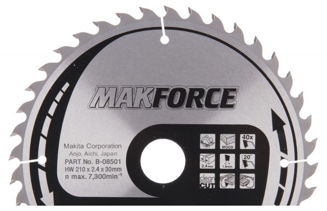 T.C.T. Zāģripa MAKFORCE 210X2.4X30mm 20° T40 B-08501 Makita