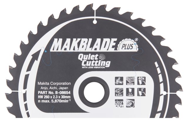 MAKITA Zāģripa MAKBLADE PLUS (B-08654) 260X2.3X30mm 5° T40 Makita