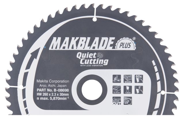 T.C.T. Zāģripa MAKBLADE PLUS 260X2.3X30mm 5° T60 B-08698 Makita
