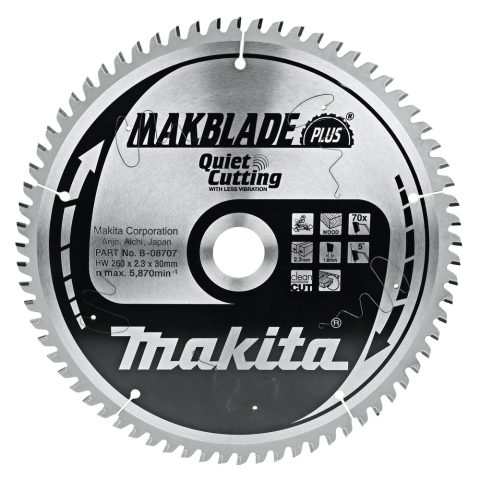 T.C.T. Zāģripa MAKBLADE PLUS 260X2.3X30mm 5° T70 B-08707 Makita