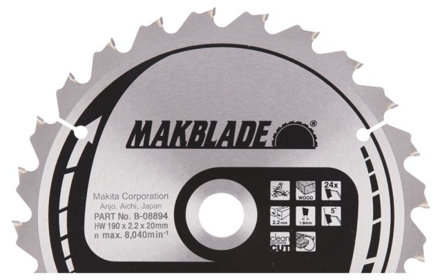 T.C.T. Zāģripa MAKBLADE 190X2.2X20mm 5° T24 B-08894 Makita