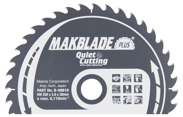 T.C.T. Zāģripa MAKBLADE PLUS 250X2.8X30mm 20° T40 B-09818 Makita