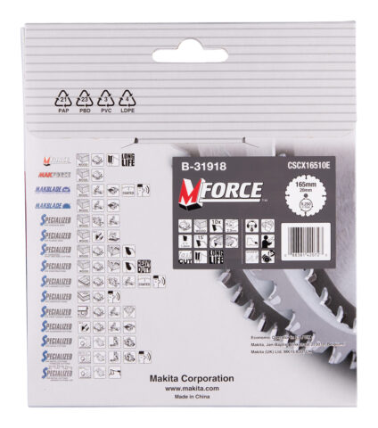 T.C.T. Zāģripa M-FORCE 165X2X20mm 15° T10 B-31918