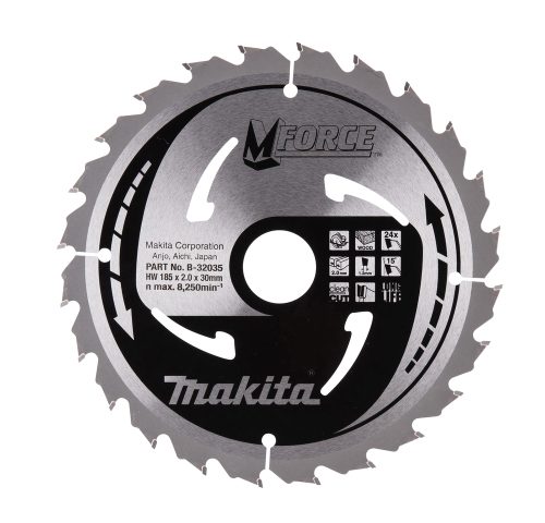T.C.T. Zāģripa M-FORCE B-32035 185X2X30mm 15° T24 Makita