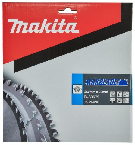 T.C.T. Zāģripa MAKBLADE 260X2.3X30mm 20° T24 B-33679 Makita