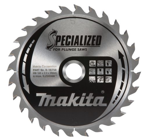 T.C.T. pjūklas SPECIALIZED 165X2X20mm 15° T28 B-56758