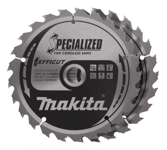 T.C.T. Zāģripa kokam 165X1.4X20mm 23° T25 EFFICUT 2 gab. B-62985-2 Makita