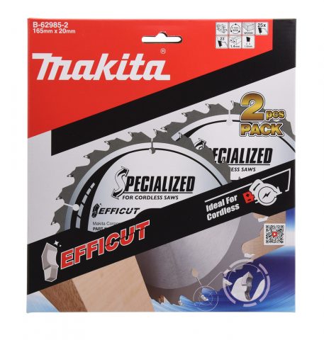 T.C.T. Zāģripa kokam 165X1.4X20mm 23° T25 EFFICUT 2 gab. B-62985-2 Makita