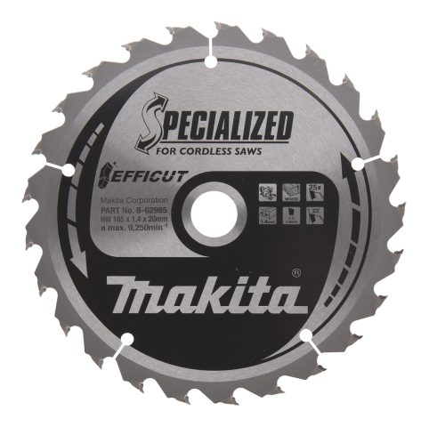 T.C.T. Zāģripa EFFICUT 165X1.4X20mm 23° T25 B-62985 Makita