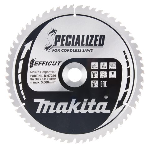 T.C.T. Zāģripa EFFICUT 305X2.15X30mm 10° T60 B-67256 Makita