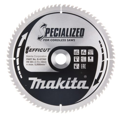 T.C.T. Zāģripa EFFICUT 305X2.15X30mm 10° T80 B-67262 Makita