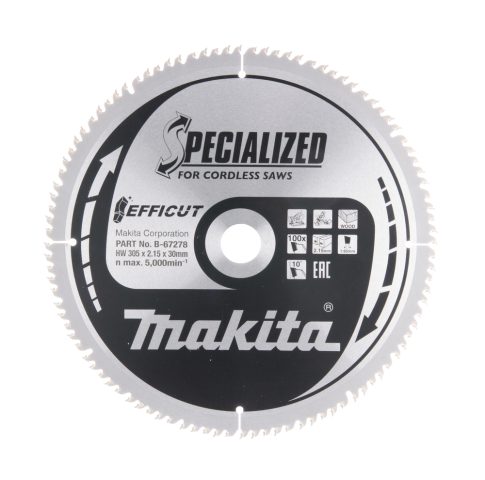 T.C.T. Zāģripa EFFICUT 305X2.15X30mm 10° T100 B-67278 Makita