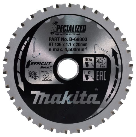 T.C.T. Zāģripa EFFICUT METAL 136X1.1X20mm 0° T30 B-69303