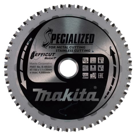 T.C.T. Zāģripa EFFICUT METAL 150X1.1X20mm 0° T48 B-69331 Makita