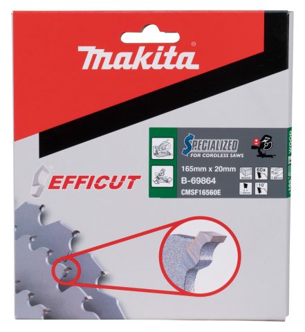 T.C.T. Zāģripa EFFICUT B-69864 165X1.85X20mm 10° T60 Makita