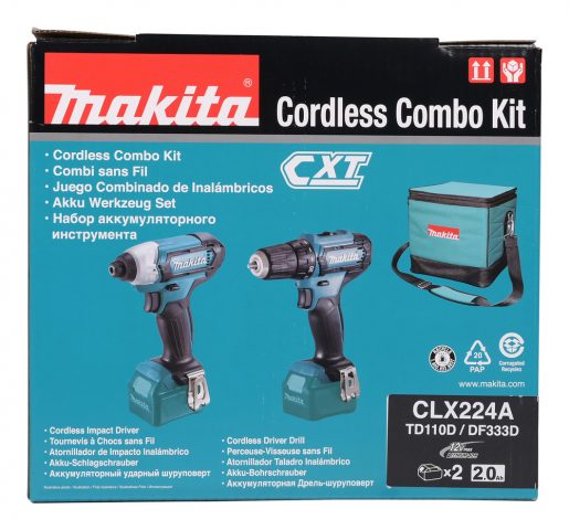 Akumulatora Instrumentu komplekts CLX224A 12V Makita (DF333D+TD110D+2×2,0Ah+lādētājs+soma) CXT