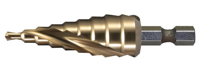 Pakāpjveida urbis (spirālveida) TIN 4-12mm, garums 65/45mm, urbja kāts 1/4″ D-40179