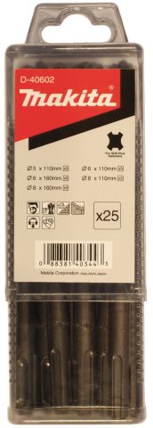 SDS+ urbju komplekts (5x110mm x5; 6x110mm x5; 6x160mm x5; 8x110mm x5; 8x160mm x5) D-40602