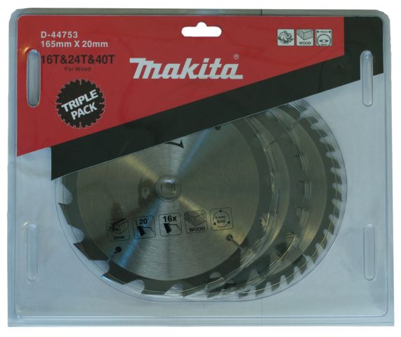 T.C.T. Zāģripa  165X2X20mm 20/20/18° T16/24/40 D-44753 Makita