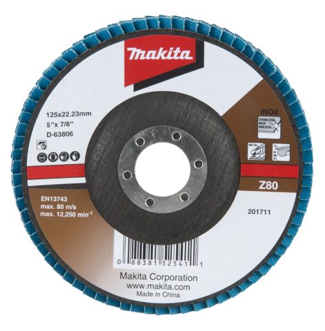 Lameļu slīpdisks Economy type 125×22.23 Z80 Metālam, Inox D-63806 Makita