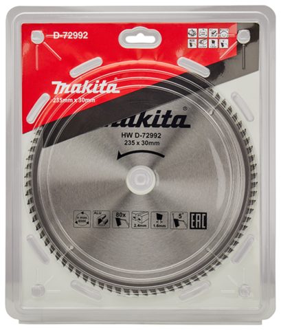 T.C.T. Zāģripa alumīnijam 235X30mm 5° T80  D-72992 Makita