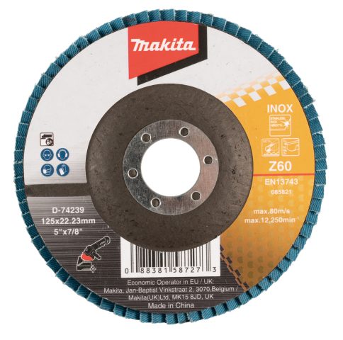 Lameļu slīpdisks 125X22.3MM Z60, Taisnais, INOX un krāsainie metāli D-74239