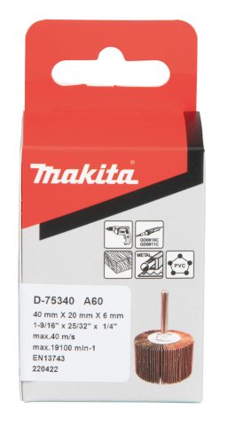Slīppapīra lameļu slīpdiski  Ø40 x 20 mm, A60 D-75340 Makita