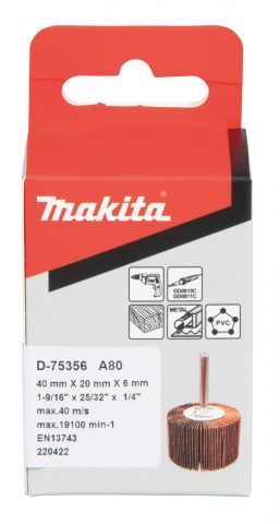 Slīppapīra lameļu slīpdisks Ø 40x20mm A80 6mm Makita D-75356