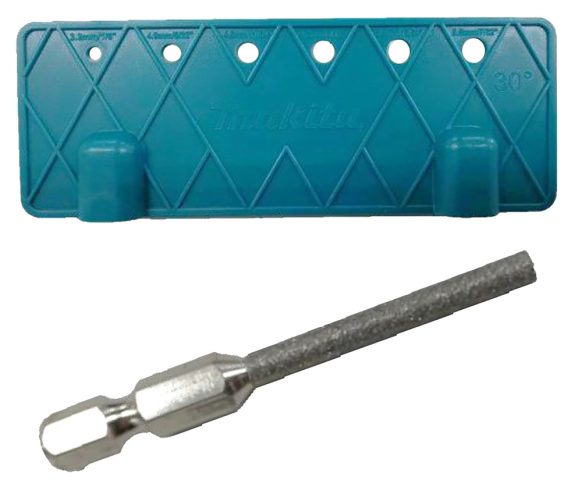Asināšanas leņķa plāksnes un dimanta apaļās vīles komplekts, 4mm D-75611 Makita