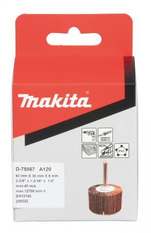 Slīppapīra lameļu slīpdisks Ø 60x30mm A120 6mm Makita D-75867