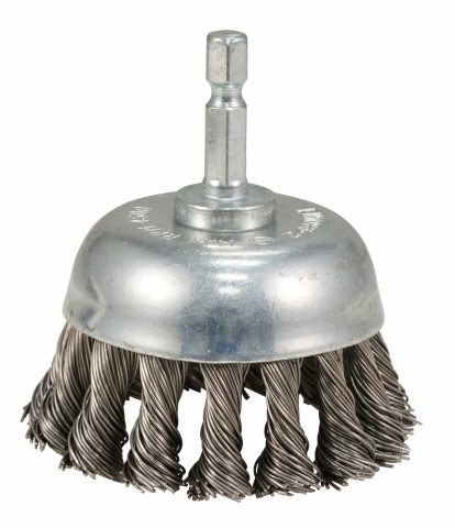 Kausveida metāla suka 65mm, ar 1/4''seškanšu kātu, Nerūsējošais tērauds (Pīta) D-76691 Makita