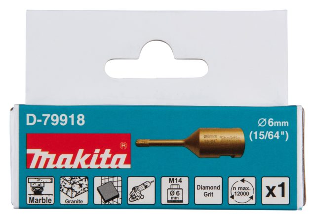 Dimanta kroņurbis leņķa slīpmāšīnām (M14) granītam, marmoram un flīzēm  6MM.  D-79918