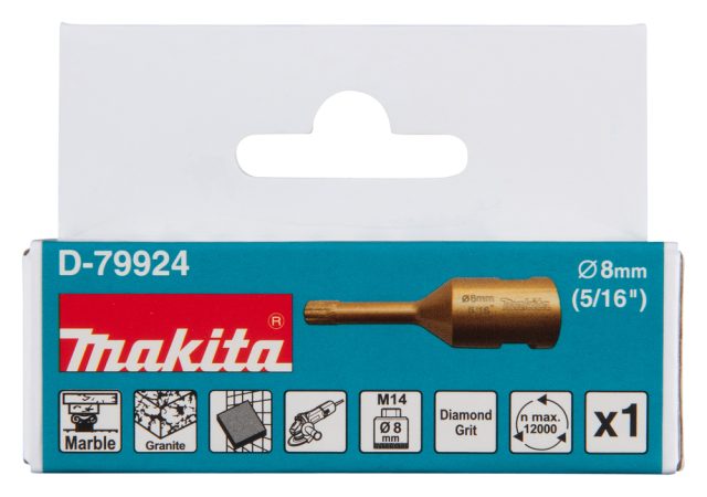 Dimanta kroņurbis leņķa slīpmāšīnām (M14) granītam, marmoram un flīzēm  8MM.  D-79924