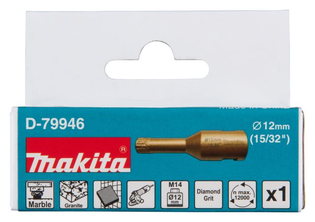 Dimanta kroņurbis leņķa slīpmāšīnām (M14) granītam, marmoram un flīzēm  12MM.  D-79946