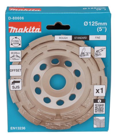 DIMANTA SLĪPDISKS BETONAM D-80606 divas segmentu rindas,125mm X 22,23mm Makita