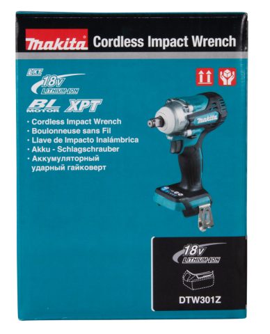 LXT Akumulatora trieciena uzgriežņu atslēga DTW301Z 18V Makita