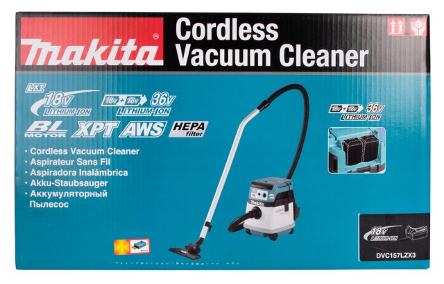 LXT 18VX2 BL Akumulatora putekļusūcējs 15L ar AWS DVC157LZX3 Makita