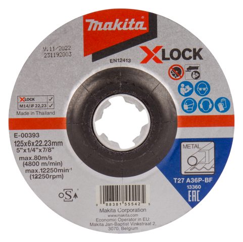 Slīpripa 125X6MM, X-LOCK (A36P), Metāls E-00393