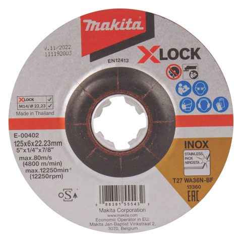Slīpripa 125X6MM, X-LOCK (WA36N), INOX E-00402