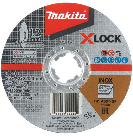 Griezripa 125X1,2MM, X-LOCK (A60T), INOX E-00418