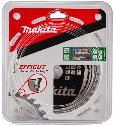 T.C.T. Zāģripa kompozīt materiālam 185X1.5X30mm 15° T40 EFFICUT E-12170 Makita