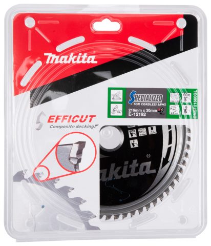 T.C.T. Zāģripa kompozīt materiālam 216X2.0X30mm 15° T60 EFFICUT E-12192 Makita