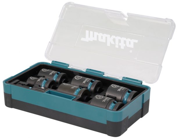 Spēka patrona komplekts 7 izmēru 1/2''x 38mm  ( 13, 17, 19, 21, 22, 24mm) +Patronas adapters 1/2" x50mm E-16592