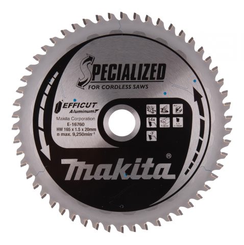 T.C.T ZĀĢRIPAS alumīnijam, 165 x 20 mm, 54T, EFFICUT E-16760 Makita