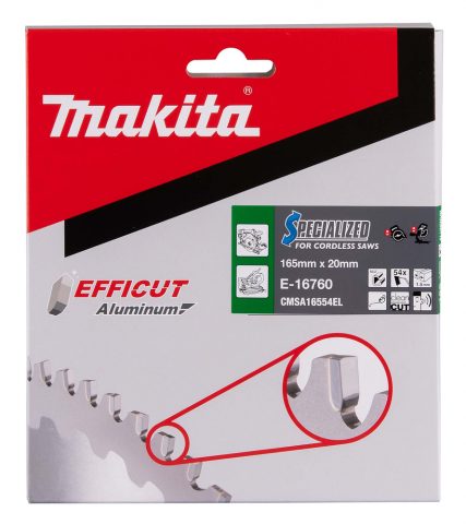 T.C.T ZĀĢRIPAS alumīnijam, 165 x 20 mm, 54T, EFFICUT E-16760 Makita