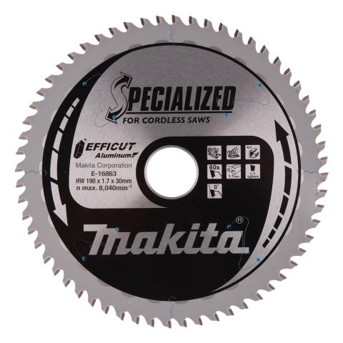 T.C.T ZĀĢRIPAS alumīnijam, 190 x 30 mm, 60T, EFFICUT E-16863 Makita